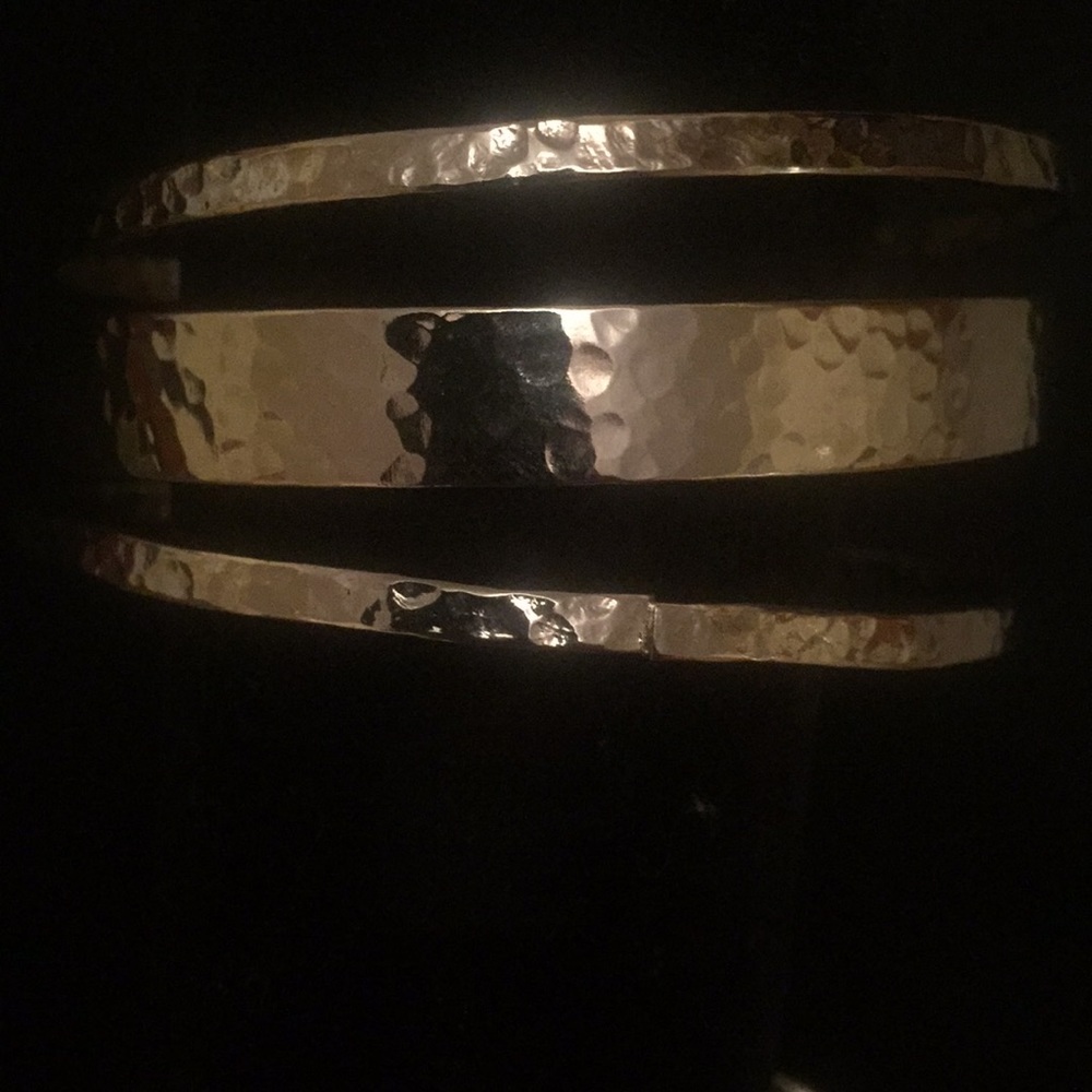 Hammered Silver tone set of 3 bracelets by Arden B